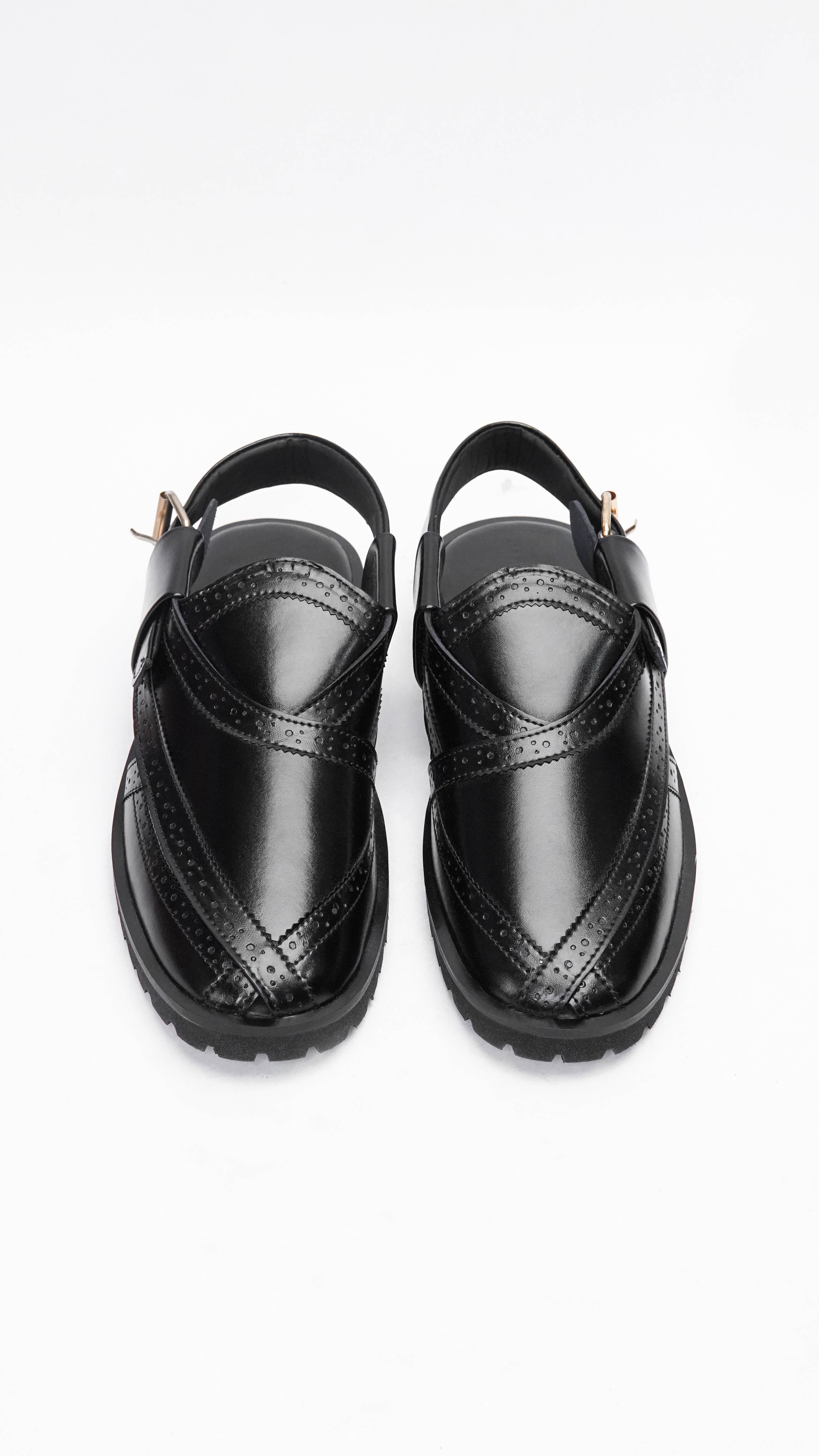 Jet Black Punched Formal Peshawari