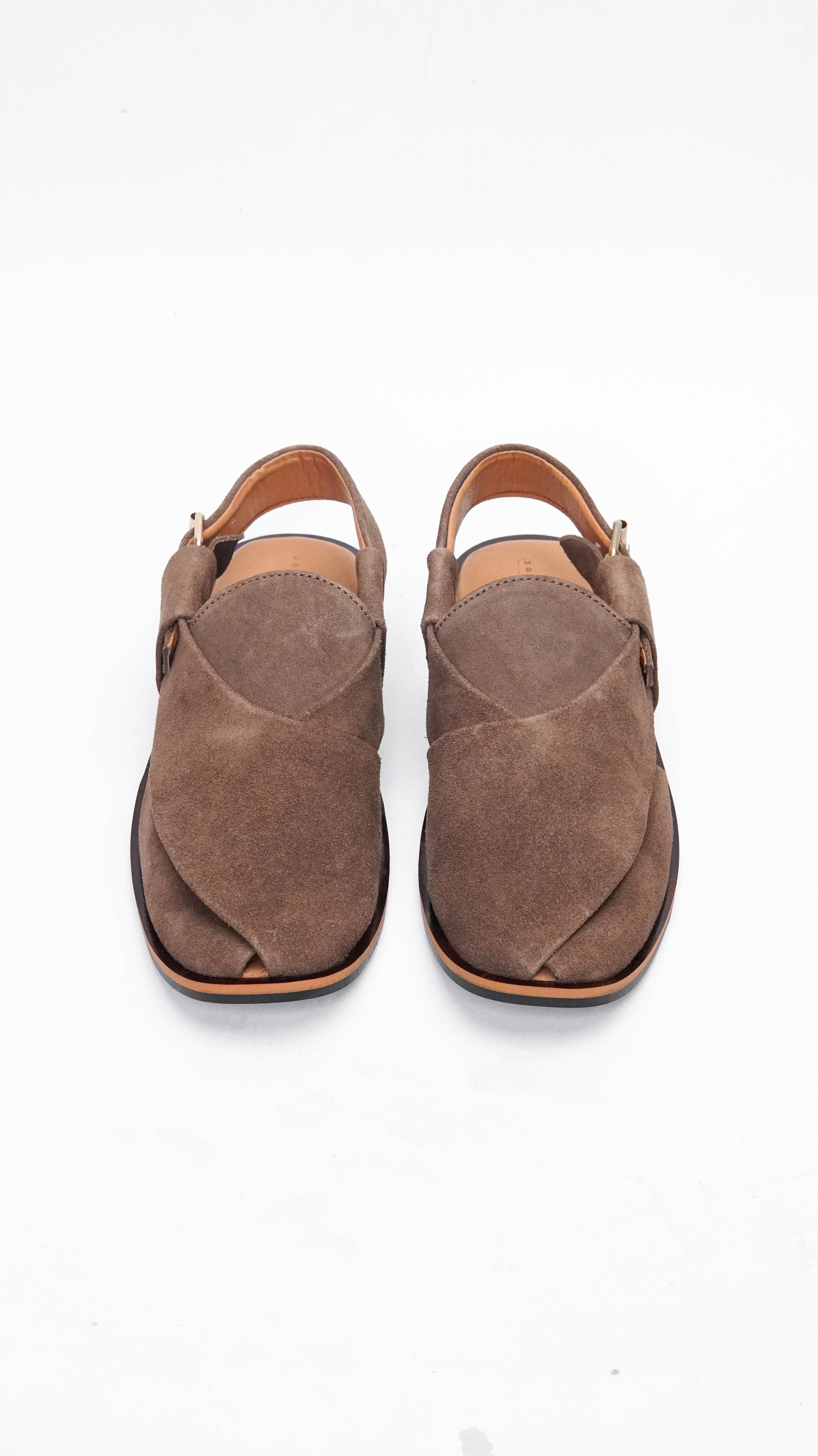 Suede Dark Brown Plain Formal Peshawari