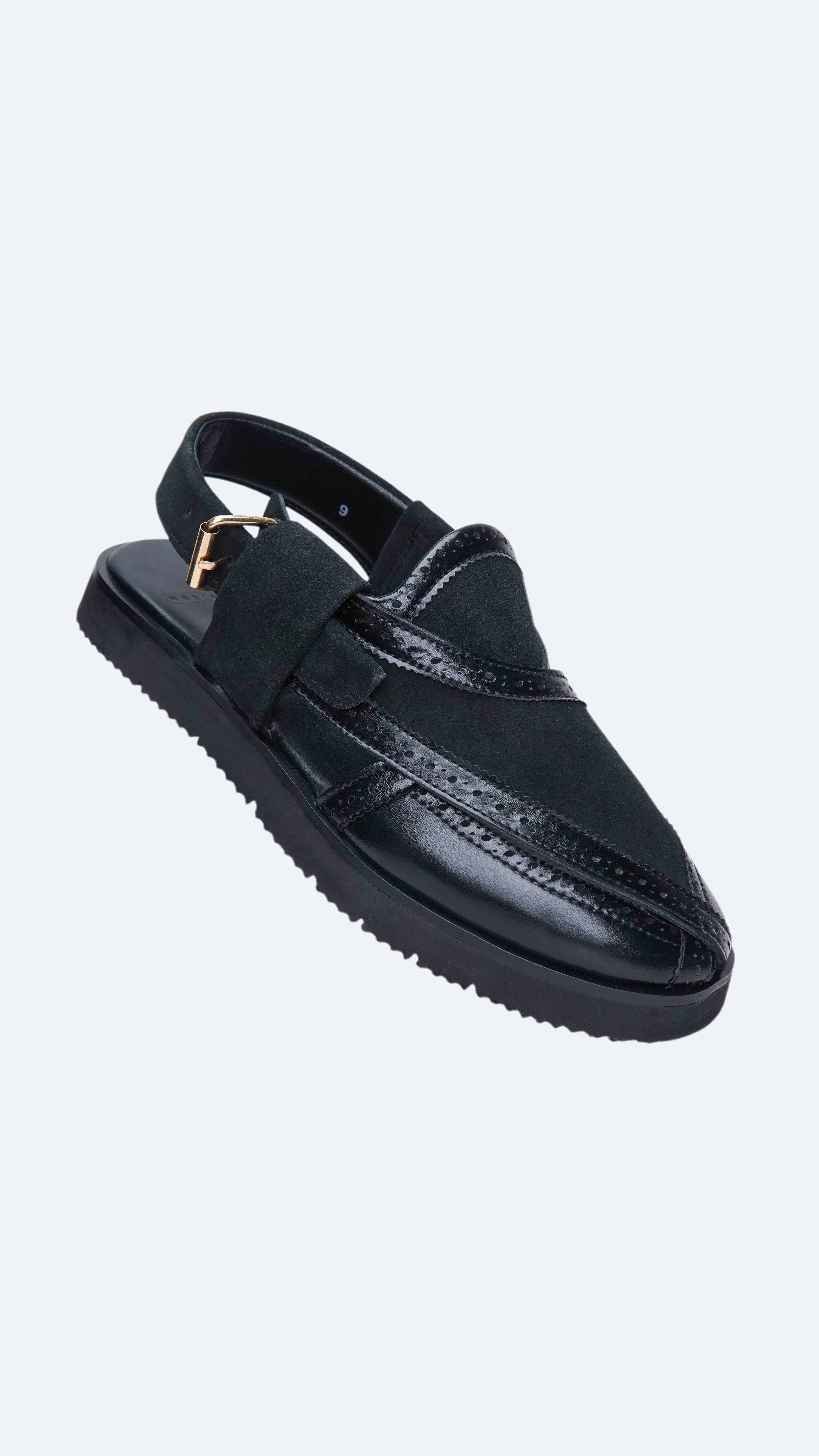 Suede Black Formal Peshawari