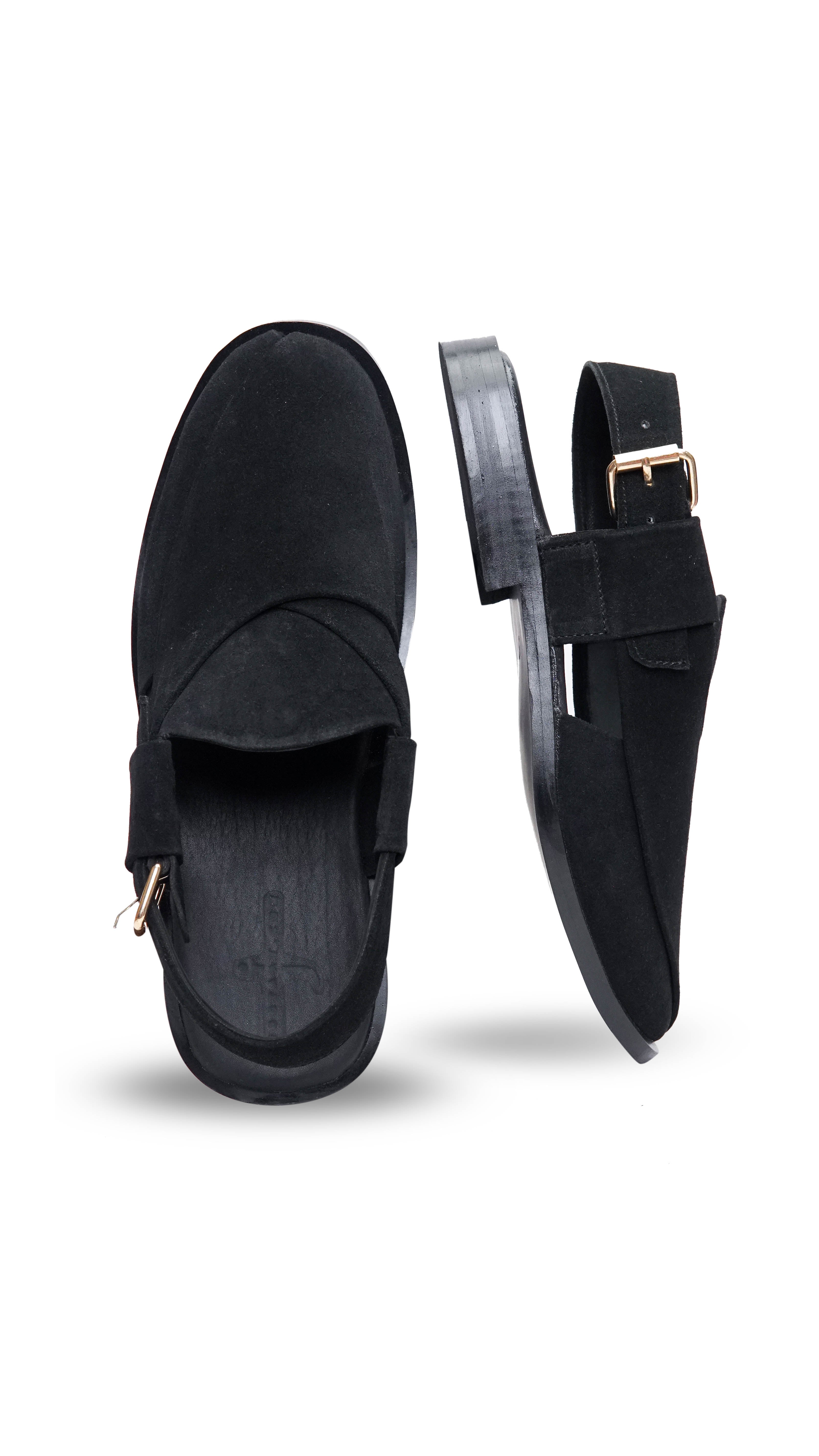 Suede Plain Jet Black Formal Peshawari