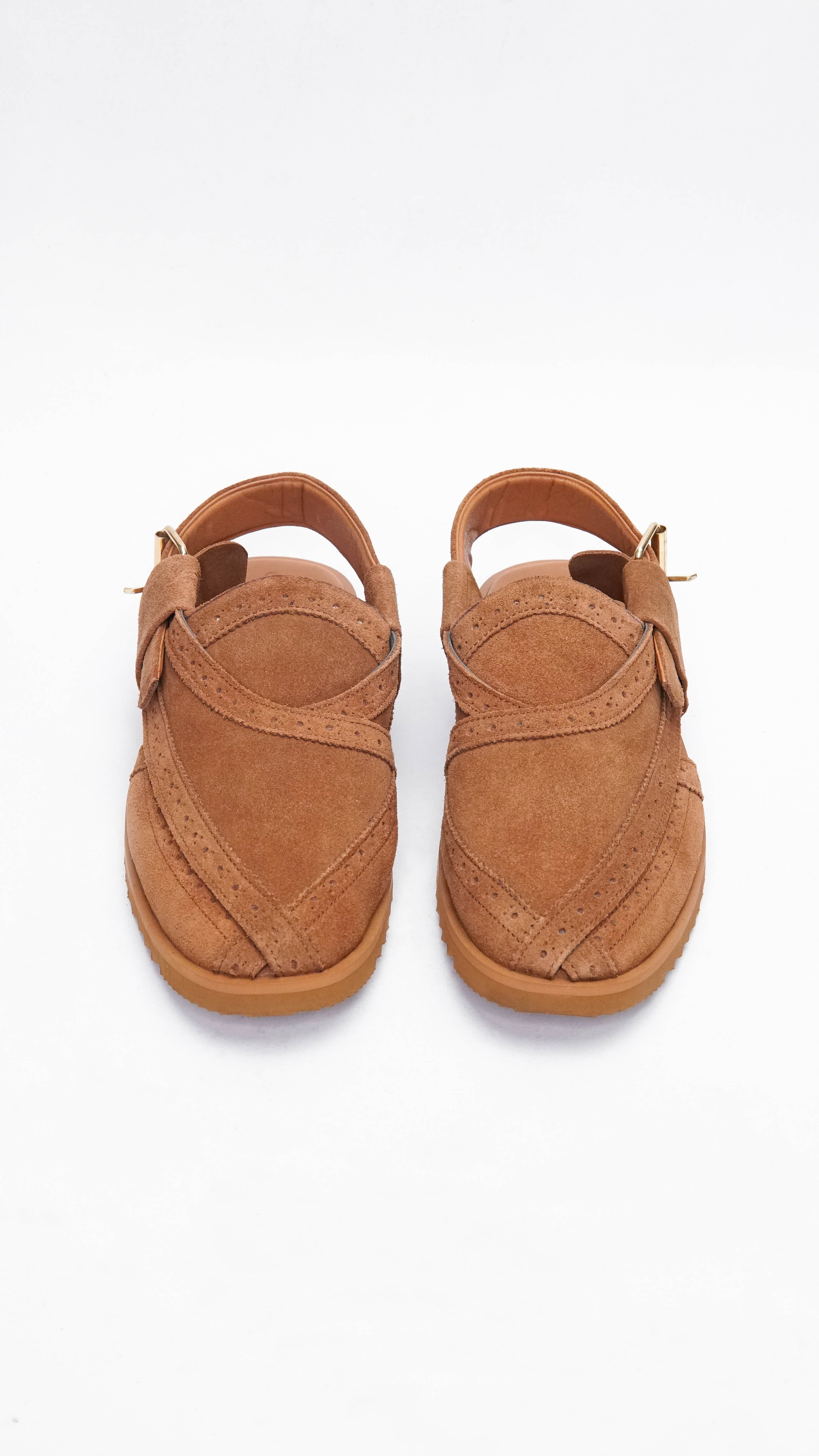 Suede Camel Punched Formal Peshawari