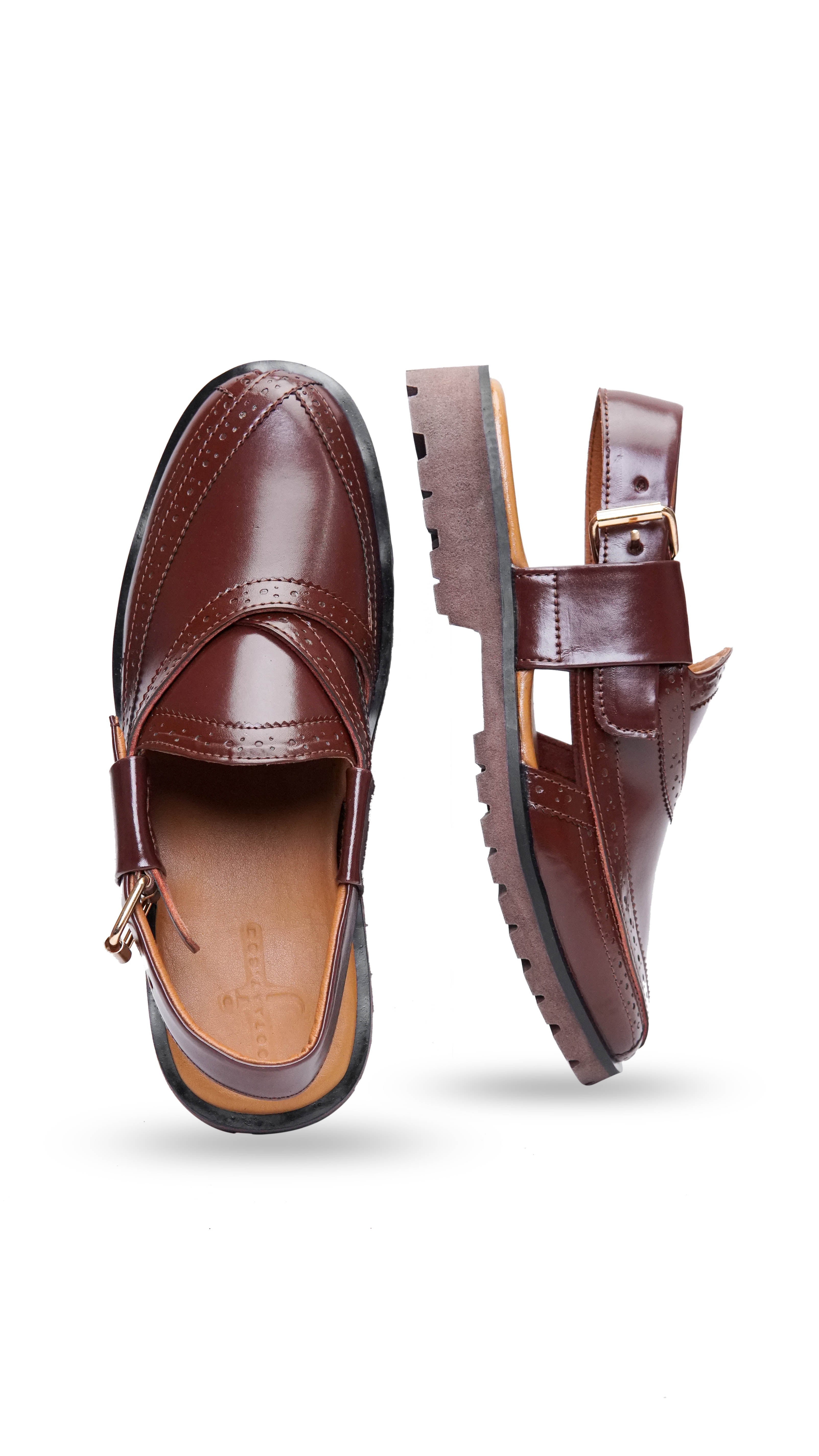 Dark Brown Punched Formal Peshawari