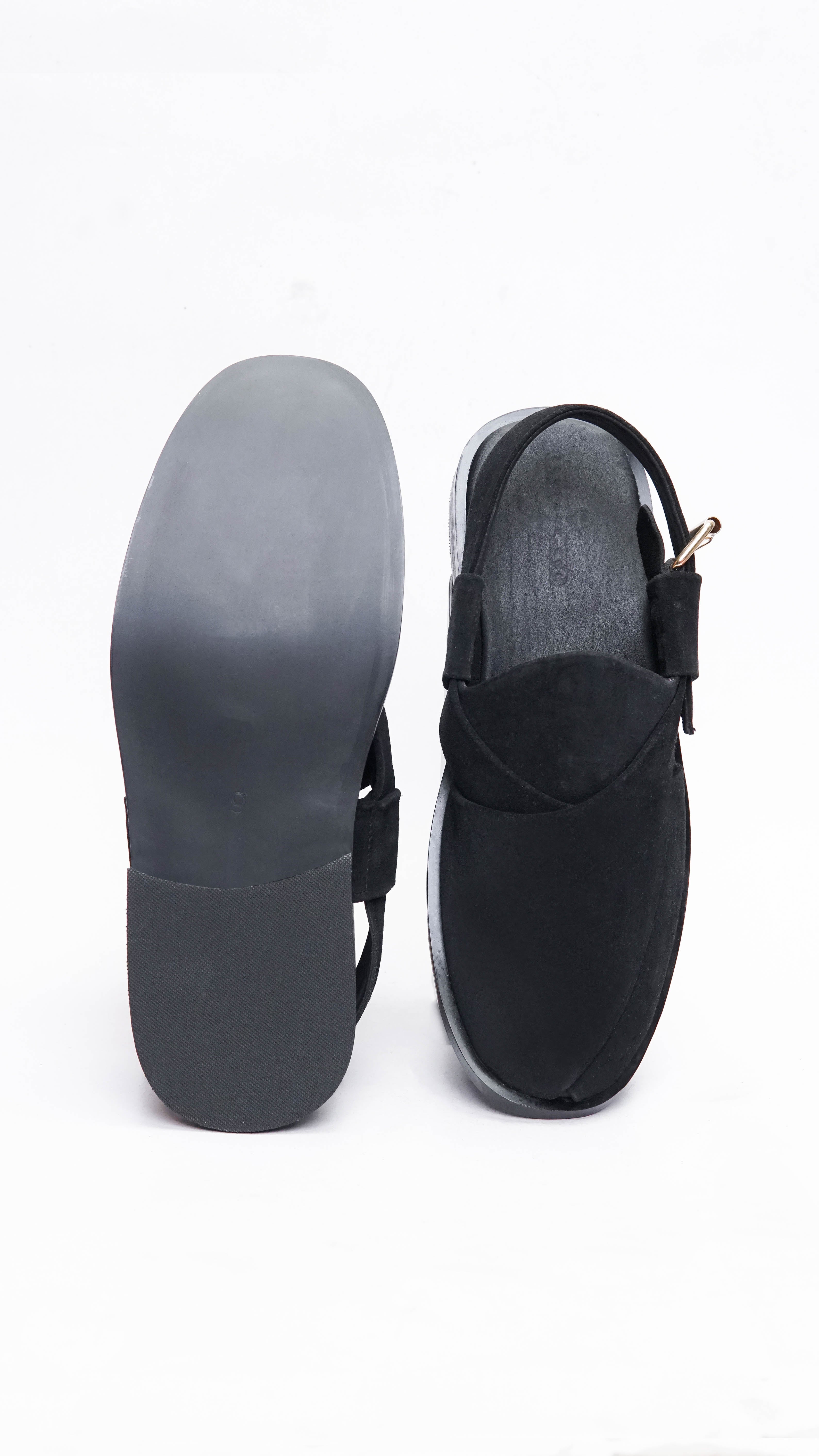 Suede Plain Jet Black Formal Peshawari