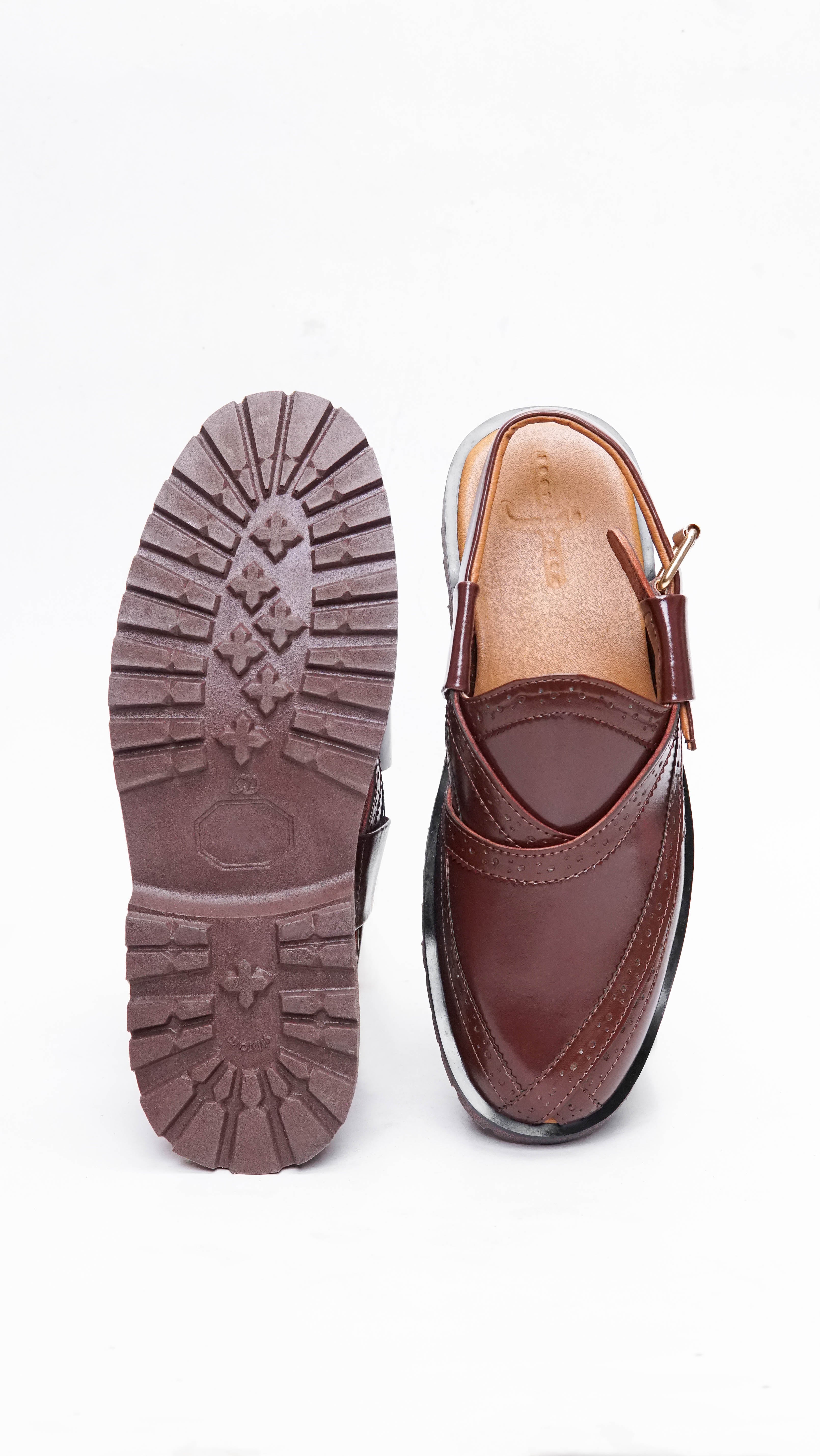 Dark Brown Punched Formal Peshawari