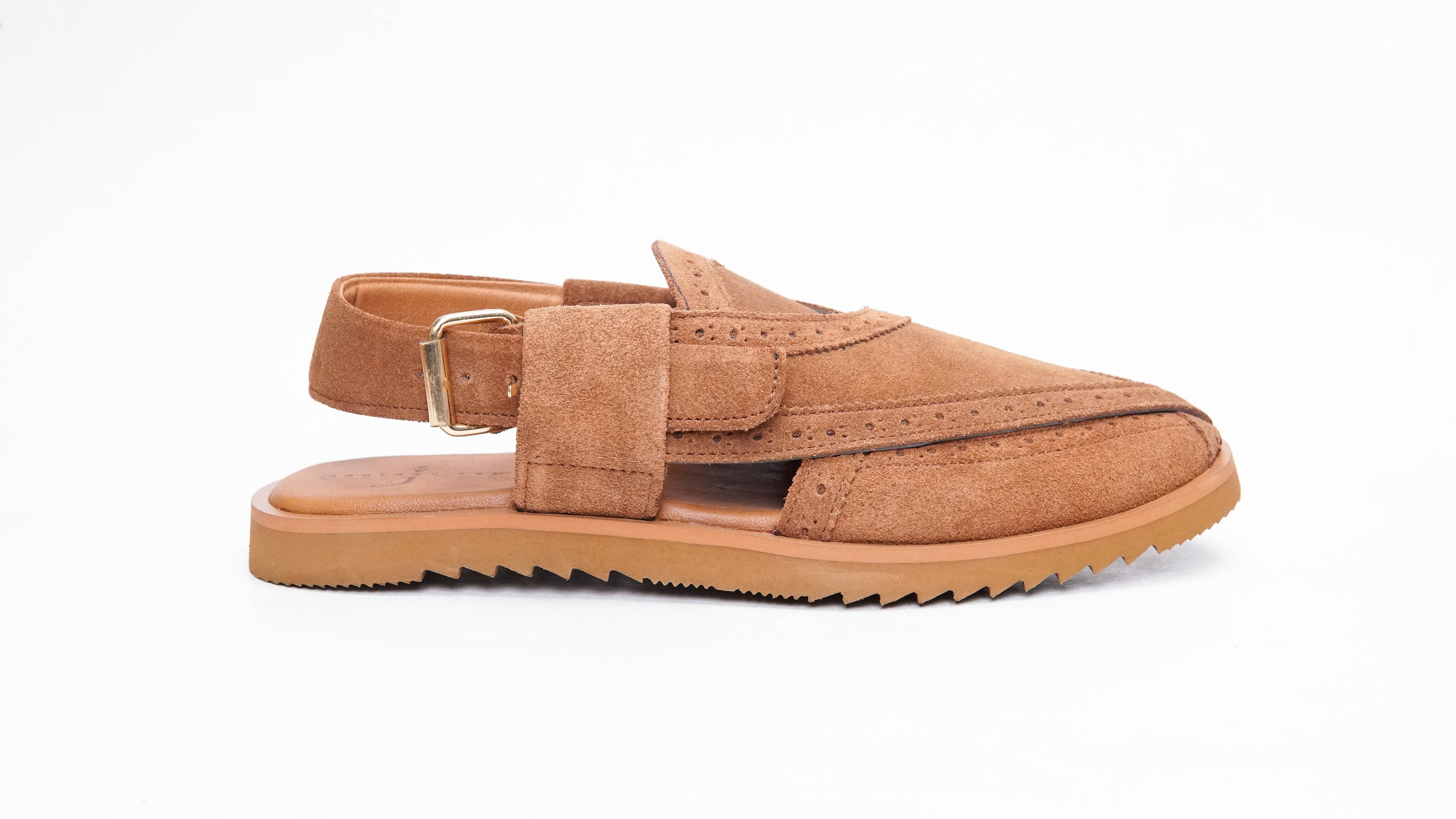 Suede Camel Punched Formal Peshawari