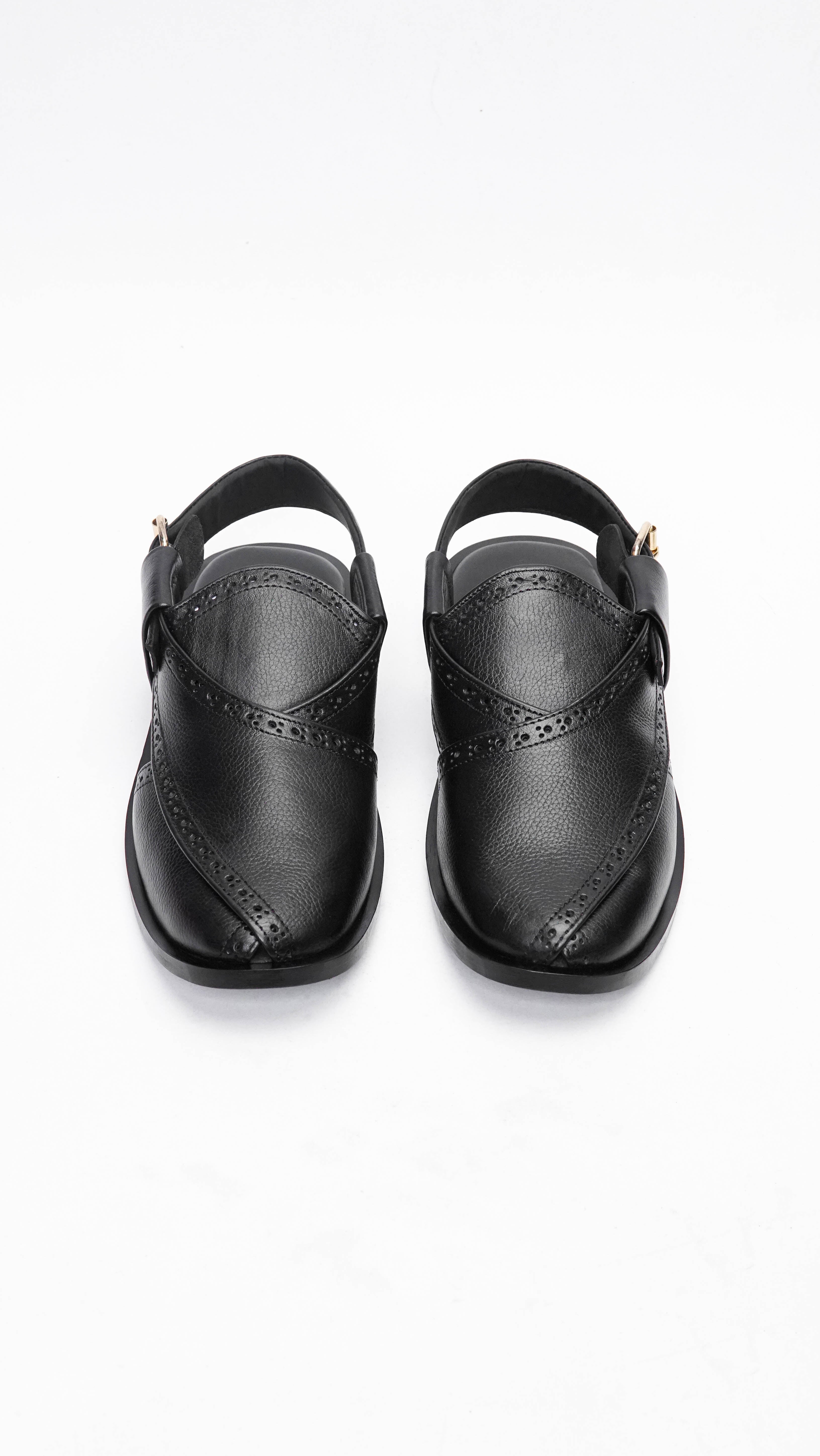 Black Grainy Punched Formal Peshawari