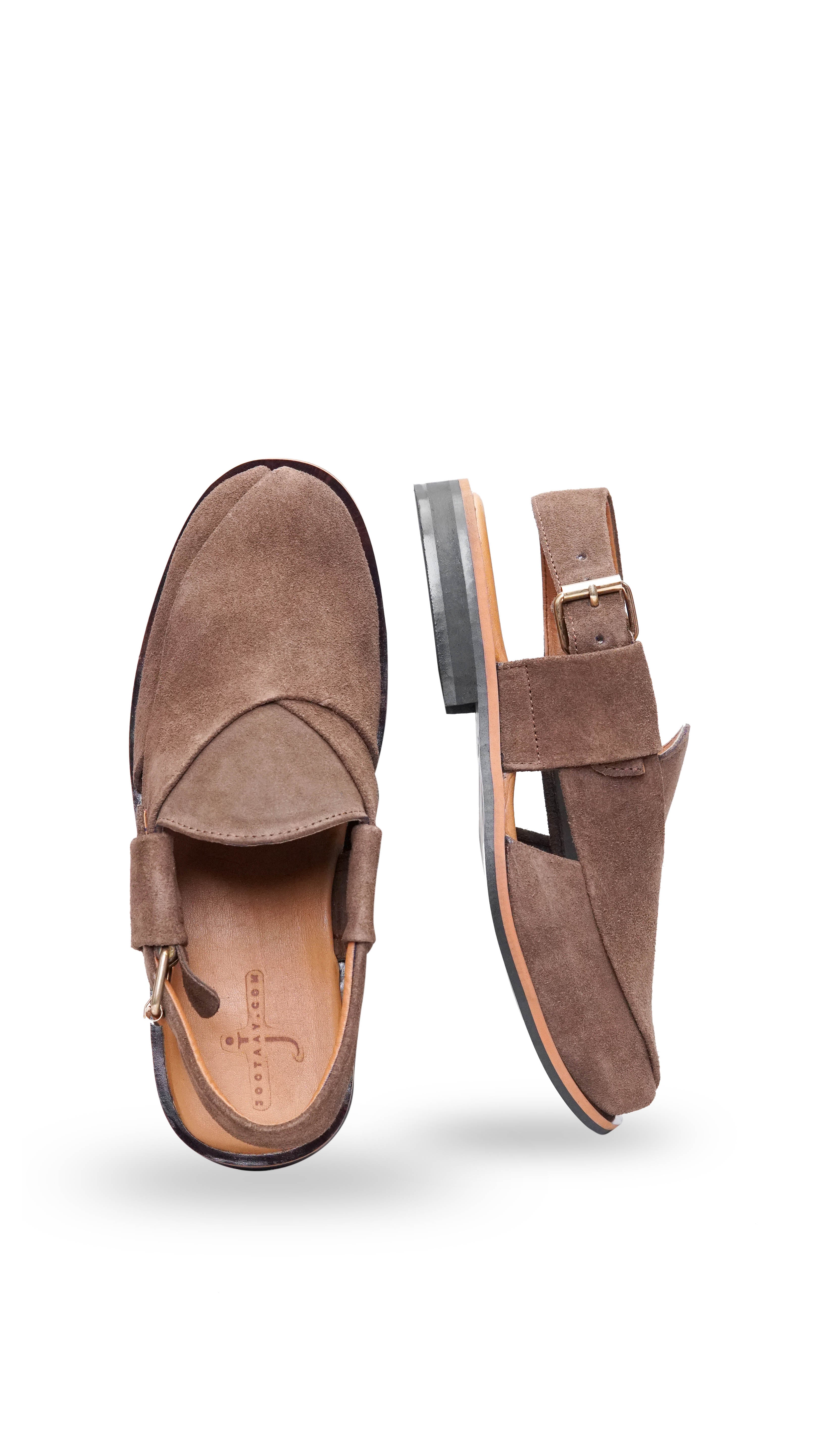 Suede Dark Brown Plain Formal Peshawari