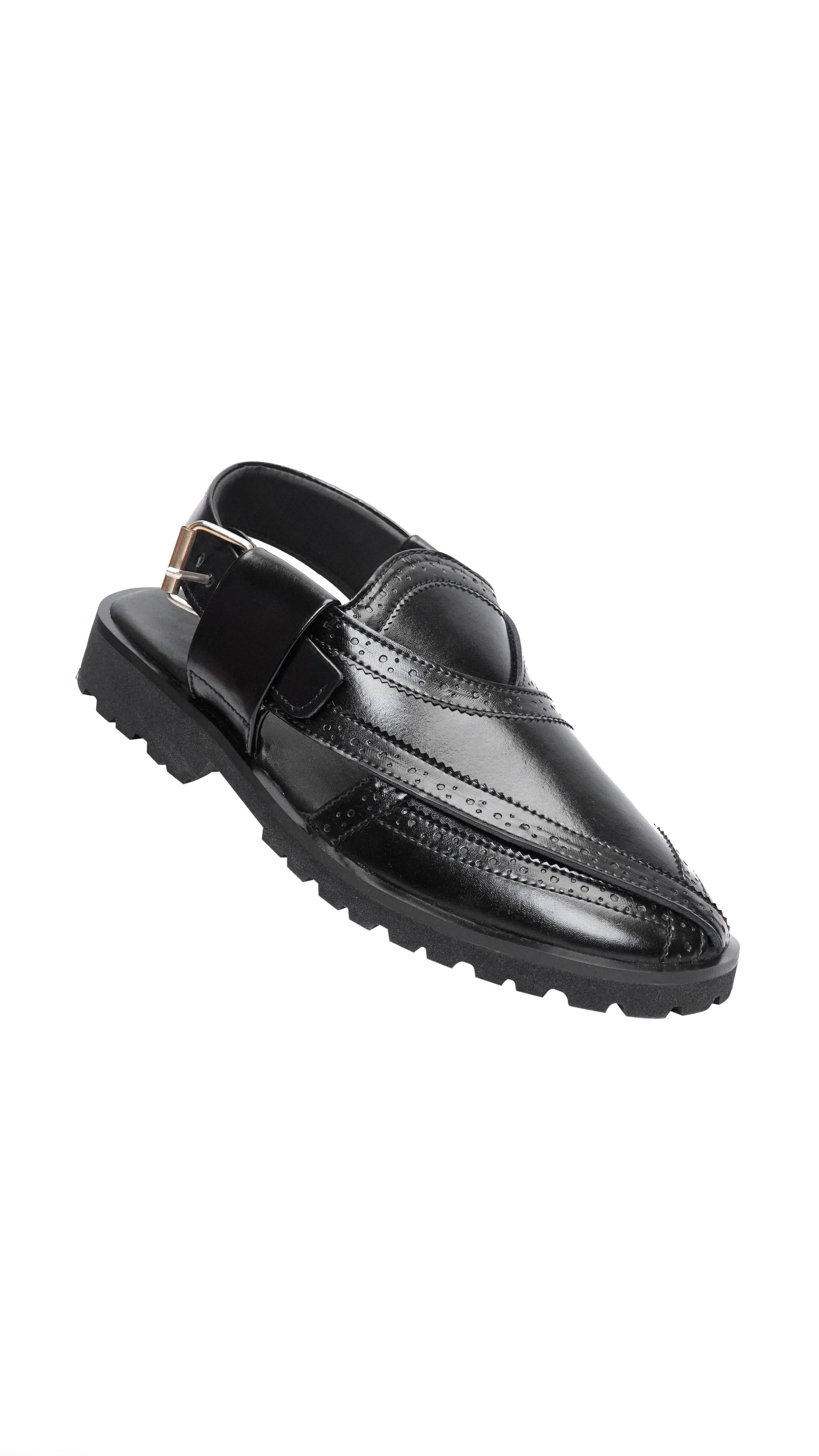 Jet Black Punched Formal Peshawari