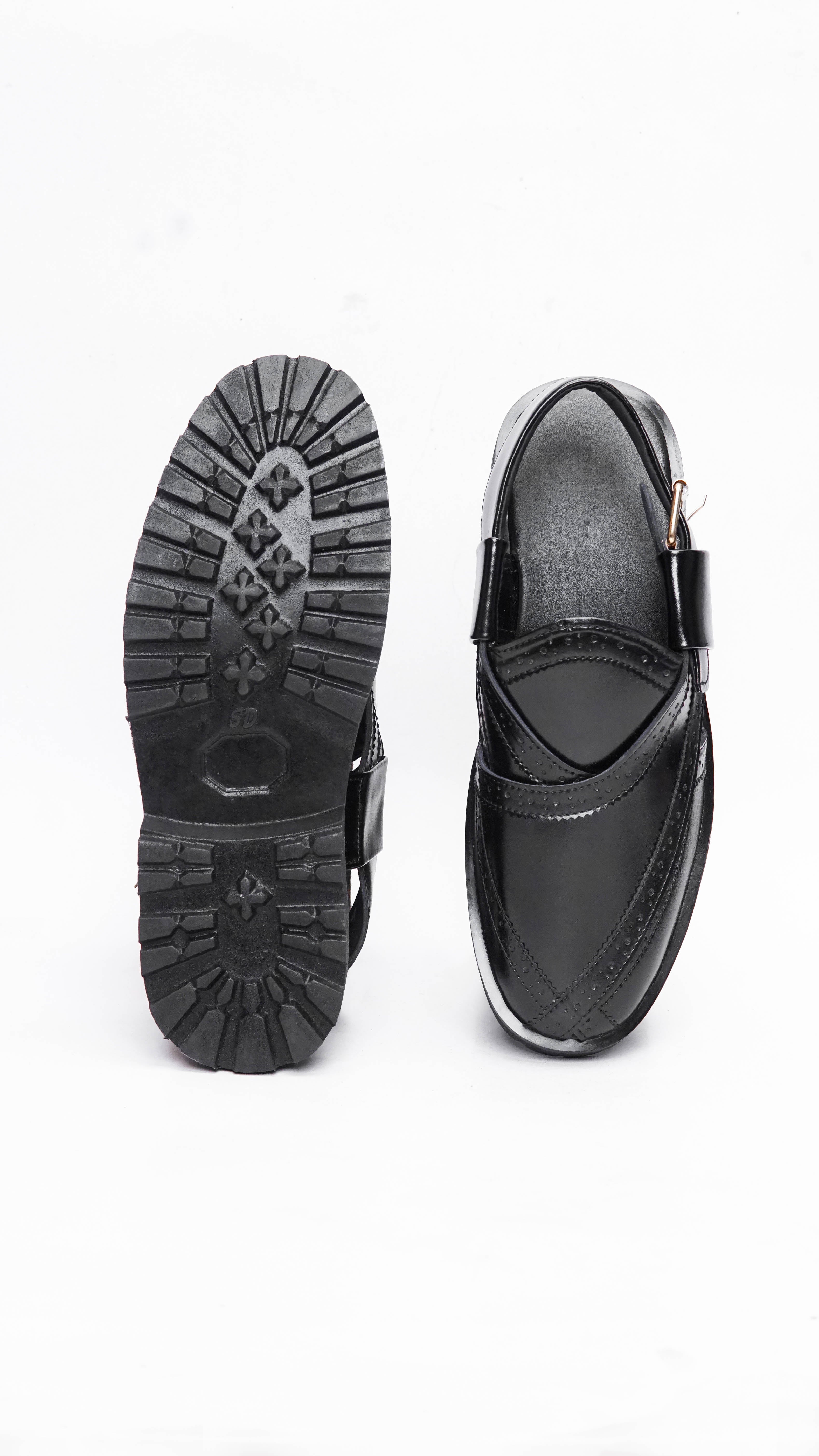 Jet Black Punched Formal Peshawari