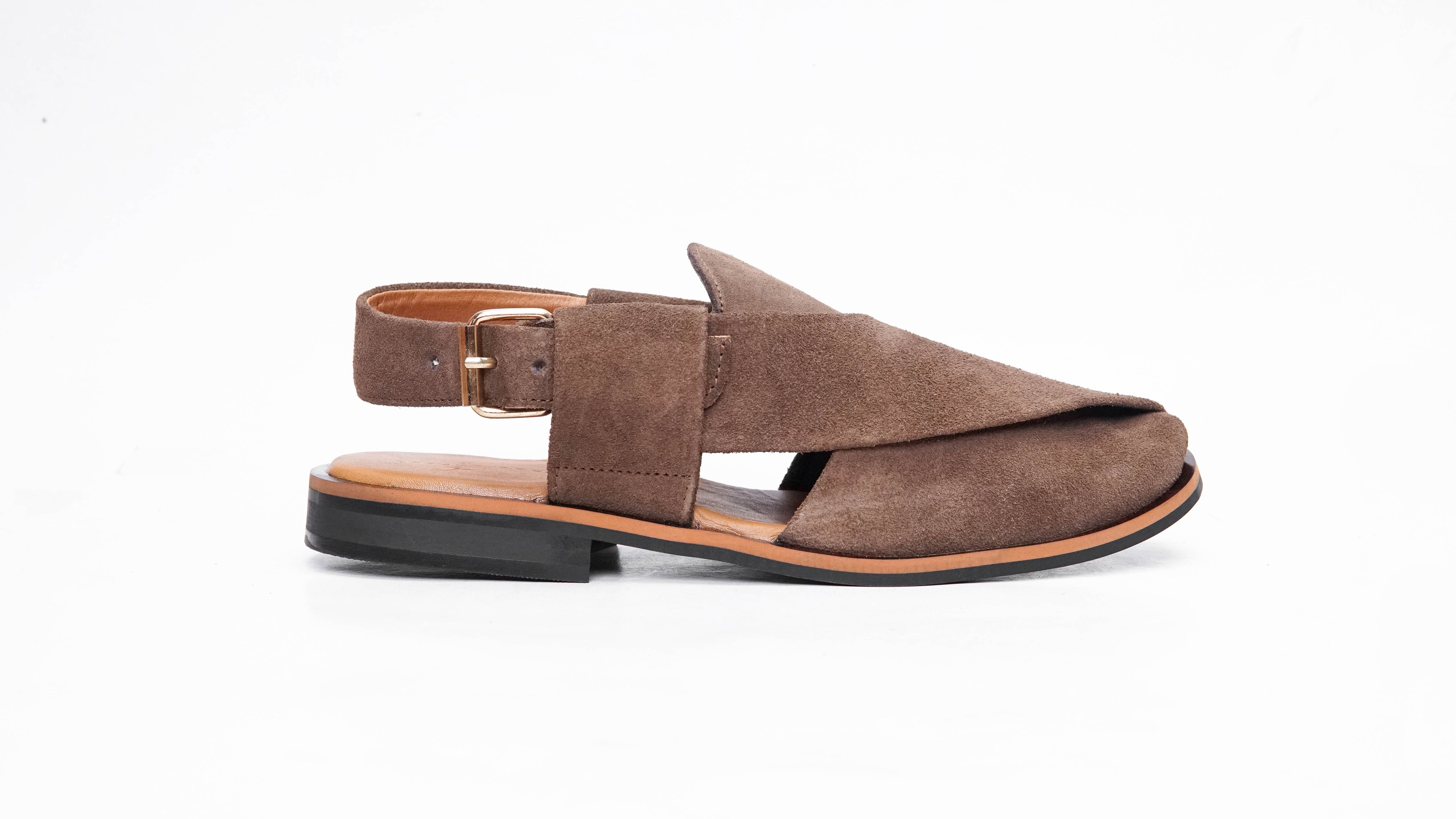 Suede Dark Brown Plain Formal Peshawari