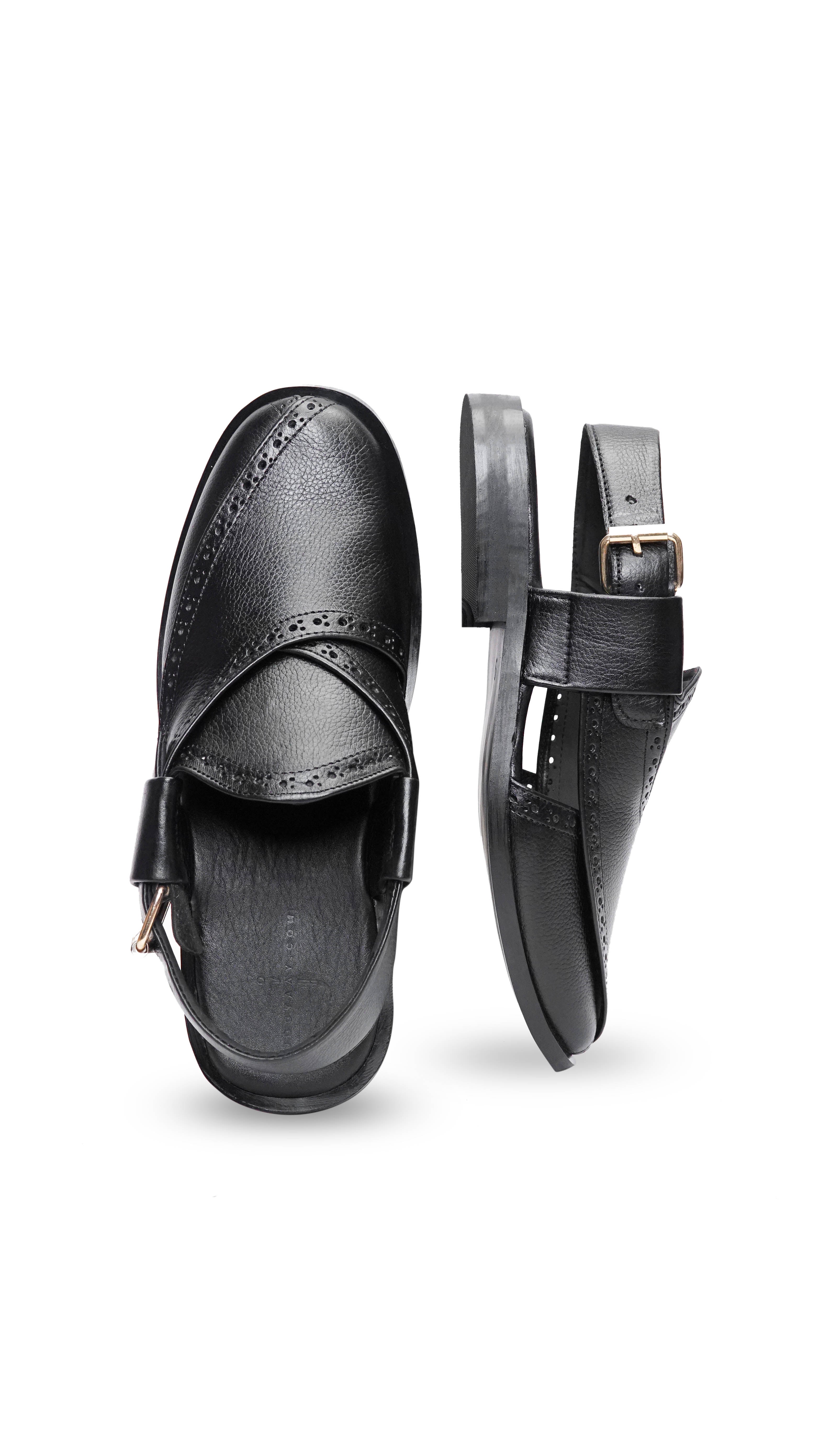 Black Grainy Punched Formal Peshawari