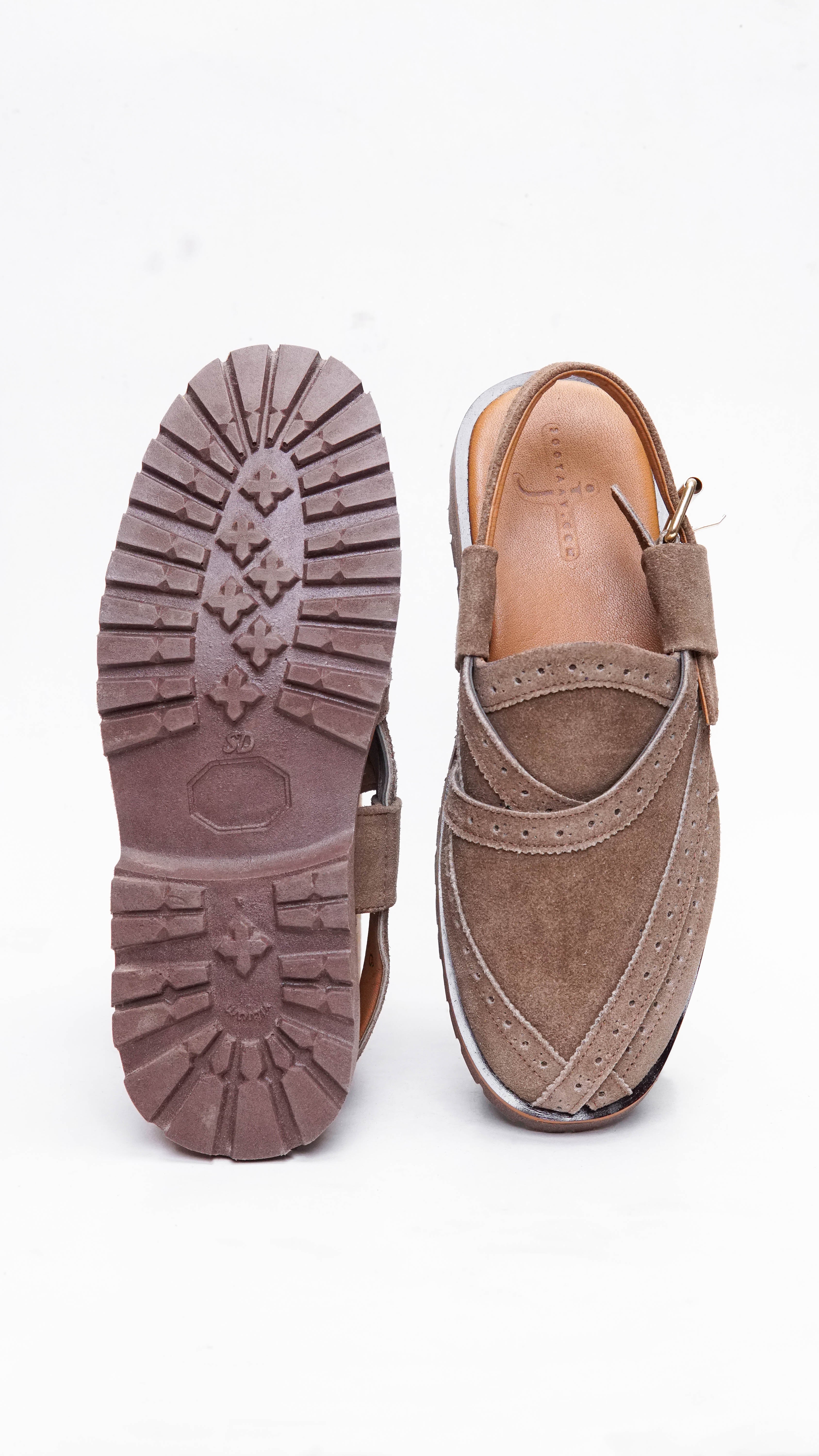 Suede Dark Brown Punched Formal Peshawari